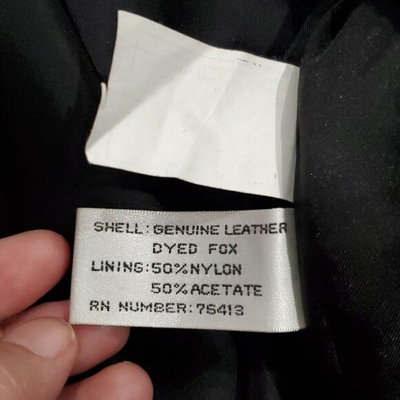 Vintage 1960s Radlee Patterned Leather Coat with Genuine Fox Fur Collar Sz M - Picture 15 of 16